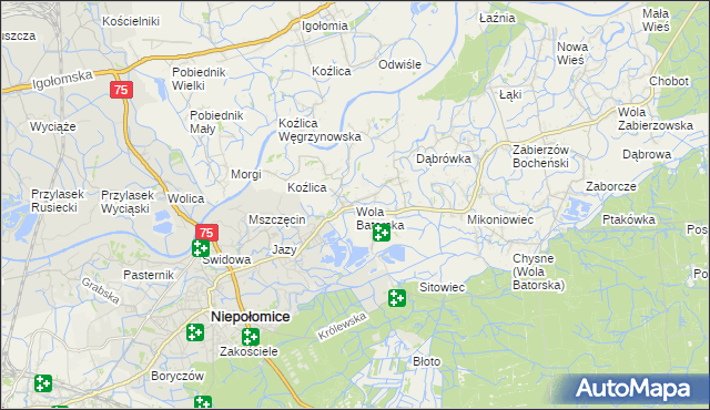 mapa Wola Batorska, Wola Batorska na mapie Targeo