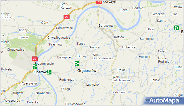 mapa Wola Gręboszowska, Wola Gręboszowska na mapie Targeo