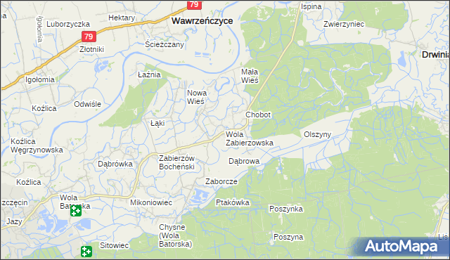 mapa Wola Zabierzowska, Wola Zabierzowska na mapie Targeo