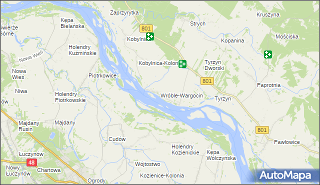 mapa Wróble-Wargocin, Wróble-Wargocin na mapie Targeo