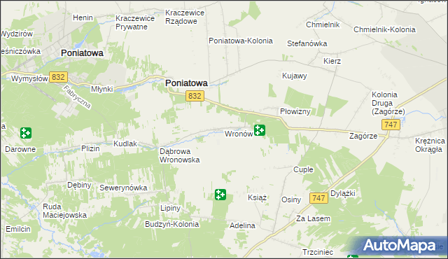 mapa Wronów gmina Bełżyce, Wronów gmina Bełżyce na mapie Targeo