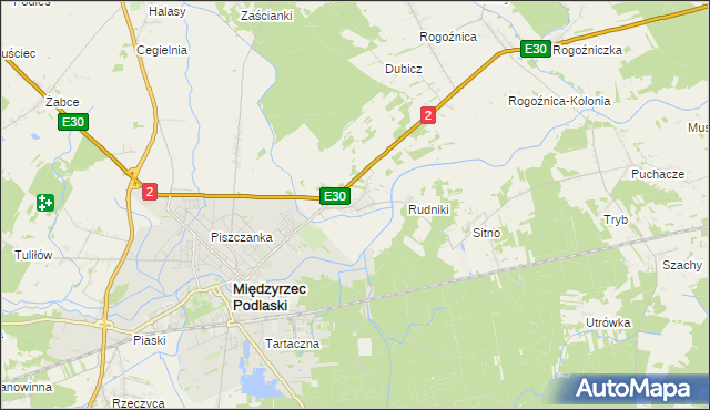 mapa Wysokie gmina Międzyrzec Podlaski, Wysokie gmina Międzyrzec Podlaski na mapie Targeo