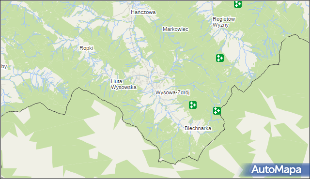 mapa Wysowa-Zdrój, Wysowa-Zdrój na mapie Targeo