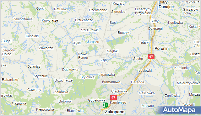 mapa Ząb, Ząb na mapie Targeo