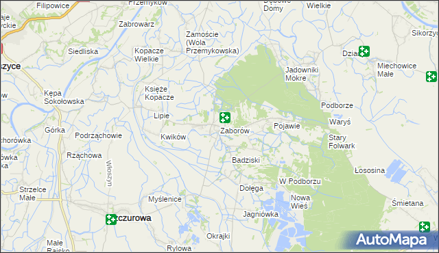mapa Zaborów gmina Szczurowa, Zaborów gmina Szczurowa na mapie Targeo