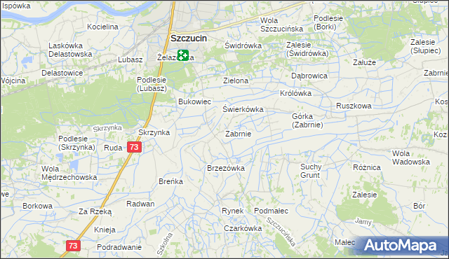 mapa Zabrnie gmina Szczucin, Zabrnie gmina Szczucin na mapie Targeo