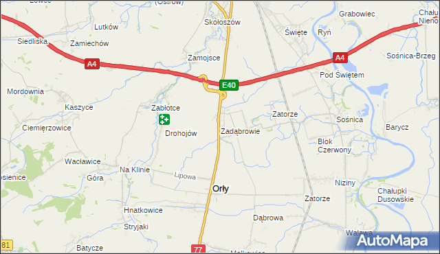 mapa Zadąbrowie gmina Orły, Zadąbrowie gmina Orły na mapie Targeo