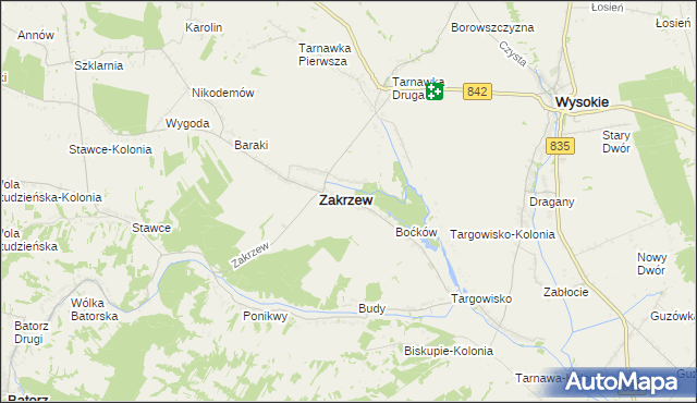 mapa Zakrzew-Kolonia gmina Zakrzew, Zakrzew-Kolonia gmina Zakrzew na mapie Targeo