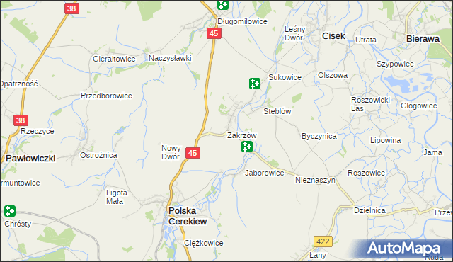 mapa Zakrzów gmina Polska Cerekiew, Zakrzów gmina Polska Cerekiew na mapie Targeo