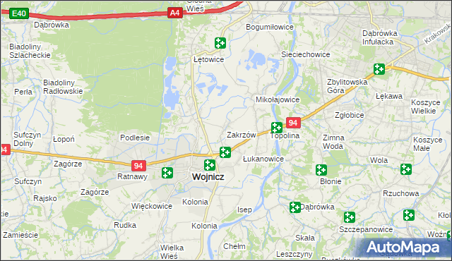 mapa Zakrzów gmina Wojnicz, Zakrzów gmina Wojnicz na mapie Targeo