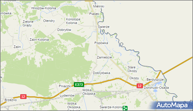 mapa Zamieście gmina Dorohusk, Zamieście gmina Dorohusk na mapie Targeo