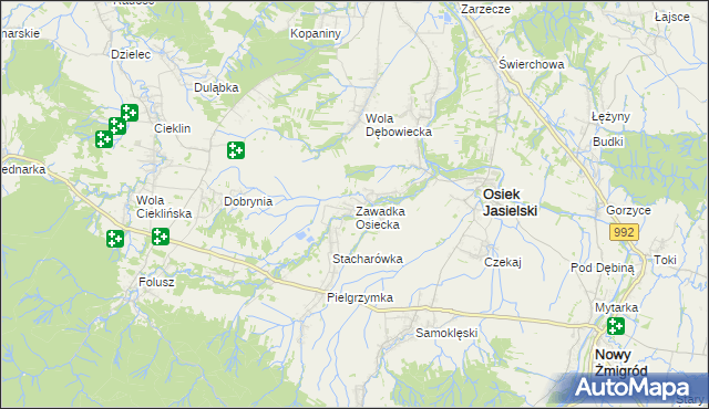 mapa Zawadka Osiecka, Zawadka Osiecka na mapie Targeo