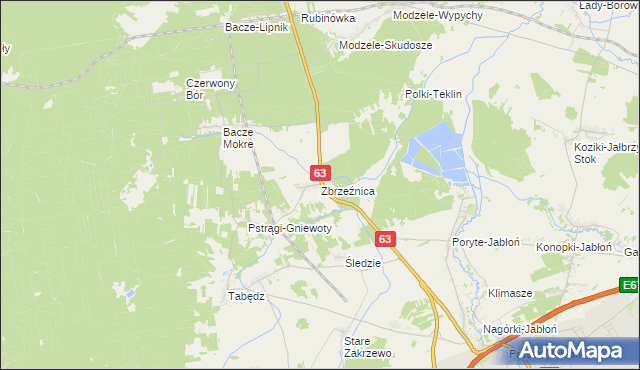 mapa Zbrzeżnica, Zbrzeżnica na mapie Targeo