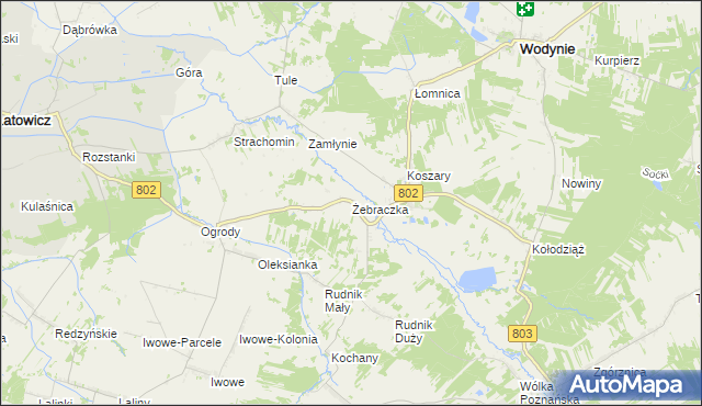 mapa Żebraczka, Żebraczka na mapie Targeo