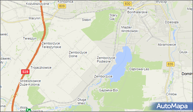 mapa Zemborzyce Podleśne, Zemborzyce Podleśne na mapie Targeo