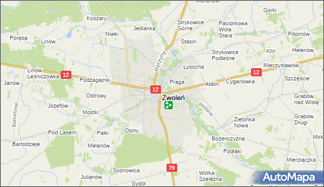 mapa Zwoleń, Zwoleń na mapie Targeo