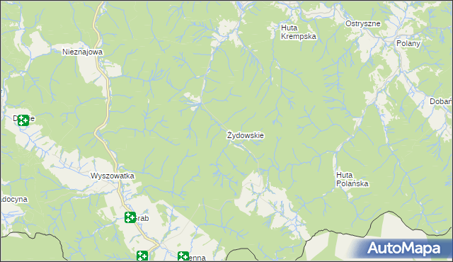 mapa Żydowskie gmina Krempna, Żydowskie gmina Krempna na mapie Targeo