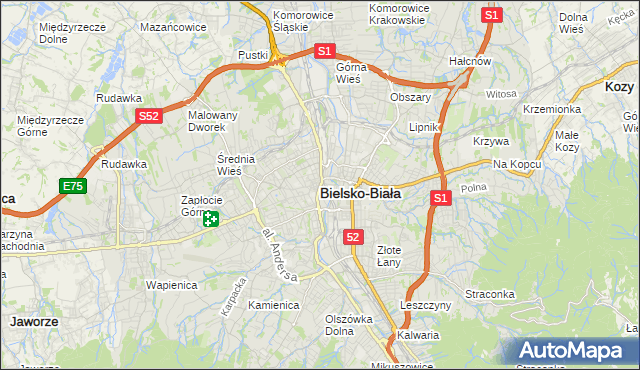 mapa Bielsko-Białej, Bielsko-Biała na mapie Targeo