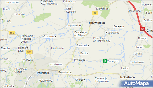 mapa Bystrowice, Bystrowice na mapie Targeo