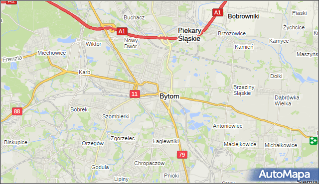 mapa Bytomia, Bytom na mapie Targeo