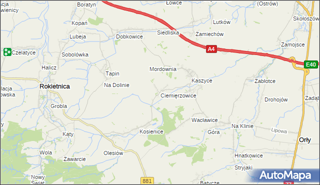 mapa Ciemięrzowice, Ciemięrzowice na mapie Targeo