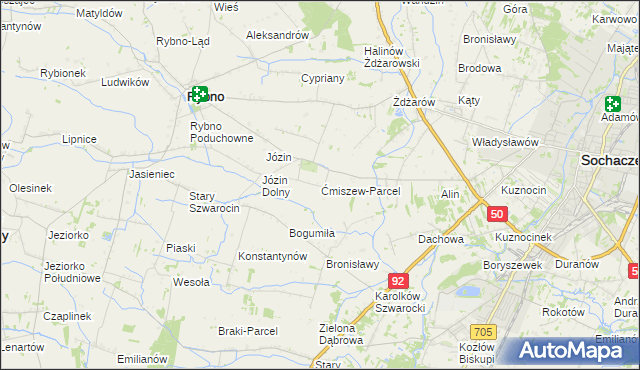 mapa Ćmiszew-Parcel, Ćmiszew-Parcel na mapie Targeo