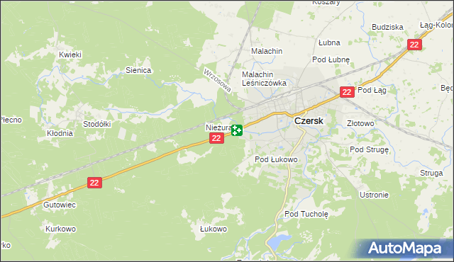 mapa Czersk powiat chojnicki, Czersk powiat chojnicki na mapie Targeo