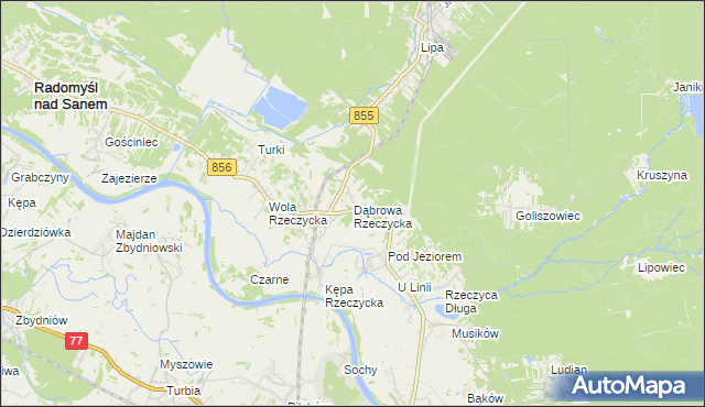 mapa Dąbrowa Rzeczycka, Dąbrowa Rzeczycka na mapie Targeo