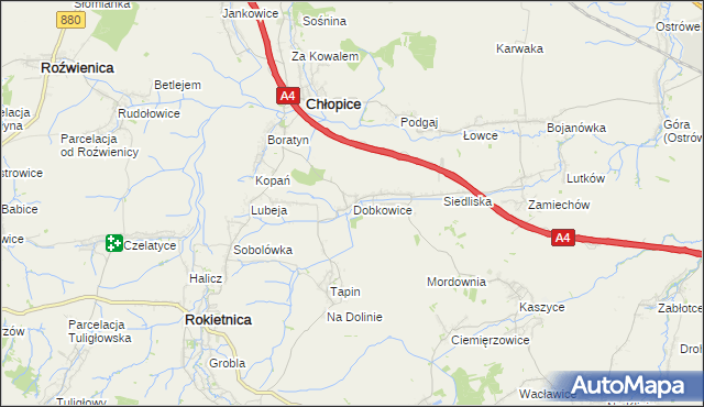 mapa Dobkowice gmina Chłopice, Dobkowice gmina Chłopice na mapie Targeo