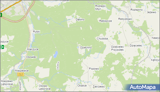 mapa Dziechno, Dziechno na mapie Targeo