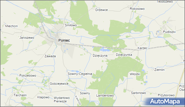 mapa Dzięczyna, Dzięczyna na mapie Targeo