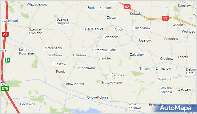 mapa Garbów gmina Bedlno, Garbów gmina Bedlno na mapie Targeo