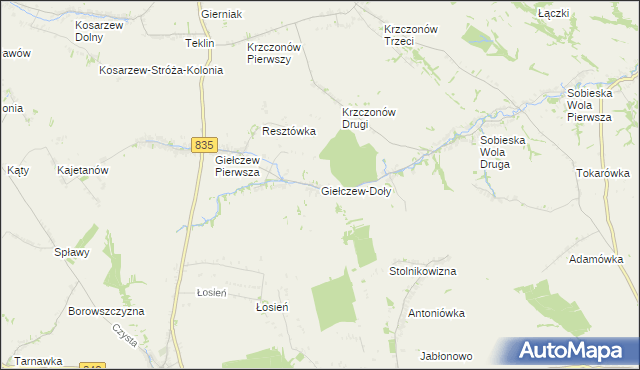 mapa Giełczew-Doły, Giełczew-Doły na mapie Targeo