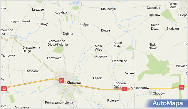 mapa Głogowa gmina Kłodawa, Głogowa gmina Kłodawa na mapie Targeo