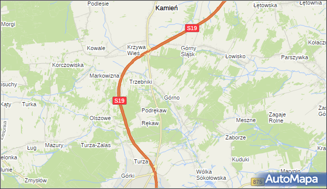 mapa Górno gmina Sokołów Małopolski, Górno gmina Sokołów Małopolski na mapie Targeo