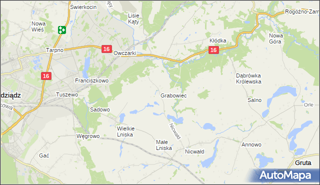 mapa Grabowiec gmina Grudziądz, Grabowiec gmina Grudziądz na mapie Targeo