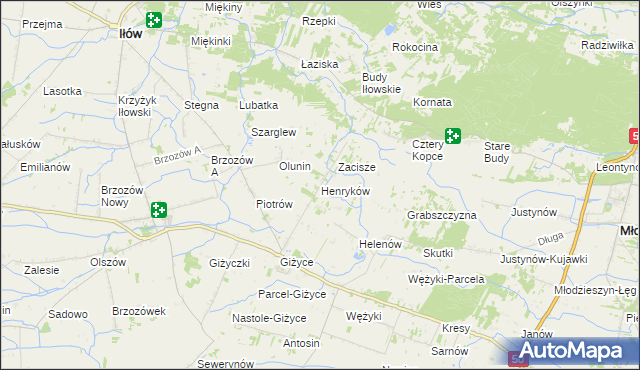 mapa Henryków gmina Iłów, Henryków gmina Iłów na mapie Targeo