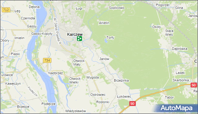 mapa Janów gmina Karczew, Janów gmina Karczew na mapie Targeo