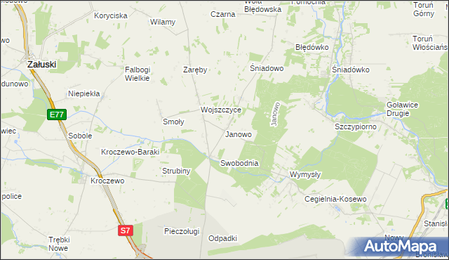 mapa Janowo gmina Zakroczym, Janowo gmina Zakroczym na mapie Targeo