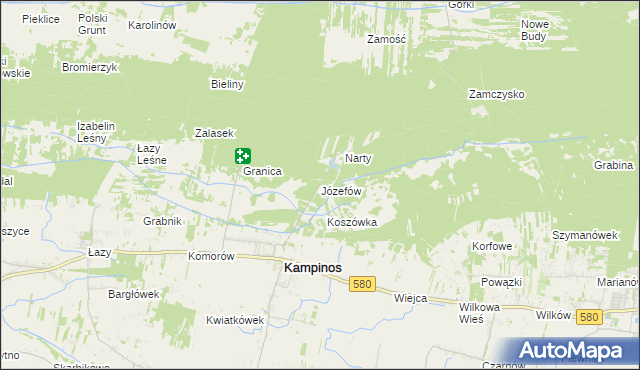 mapa Józefów gmina Kampinos, Józefów gmina Kampinos na mapie Targeo