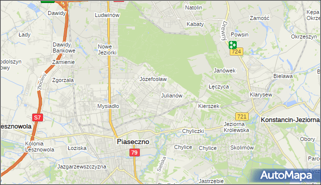 mapa Julianów gmina Piaseczno, Julianów gmina Piaseczno na mapie Targeo