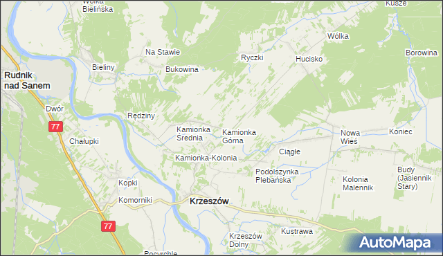 mapa Kamionka Górna, Kamionka Górna na mapie Targeo