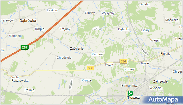 mapa Karolew gmina Dąbrówka, Karolew gmina Dąbrówka na mapie Targeo