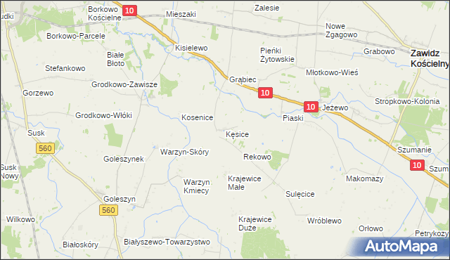 mapa Kęsice, Kęsice na mapie Targeo