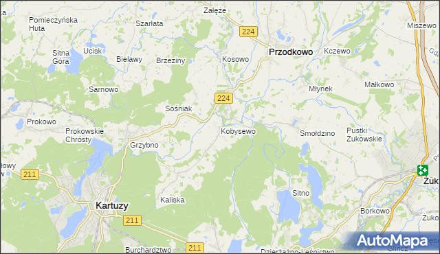 mapa Kobysewo, Kobysewo na mapie Targeo