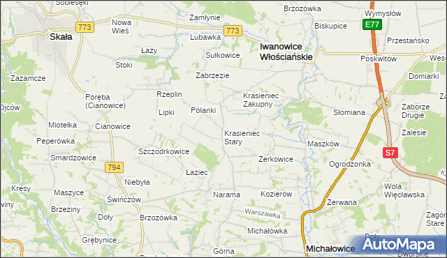 mapa Krasieniec Stary, Krasieniec Stary na mapie Targeo