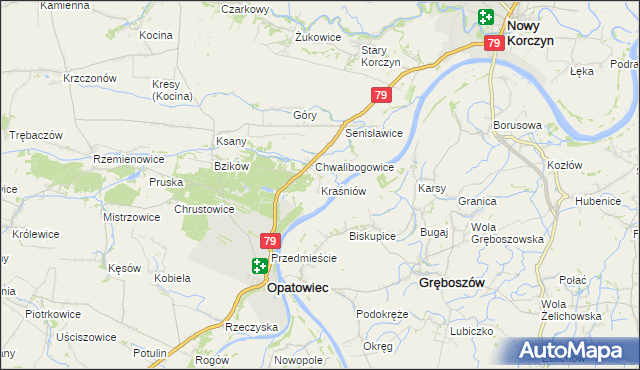 mapa Kraśniów, Kraśniów na mapie Targeo