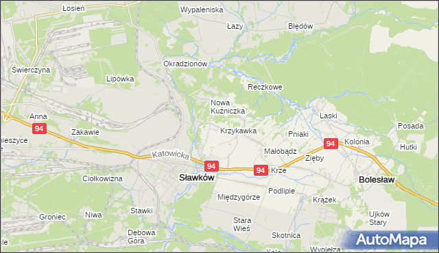 mapa Krzykawka, Krzykawka na mapie Targeo