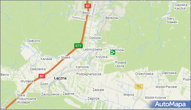 mapa Krzyżka, Krzyżka na mapie Targeo