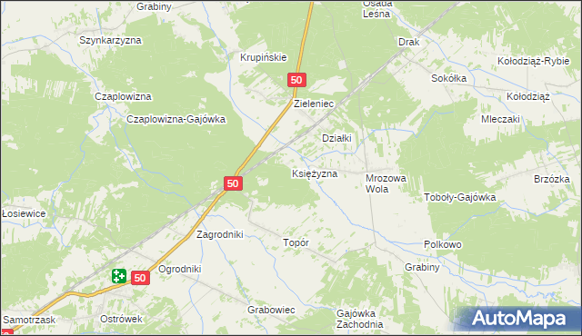 mapa Księżyzna gmina Stoczek, Księżyzna gmina Stoczek na mapie Targeo